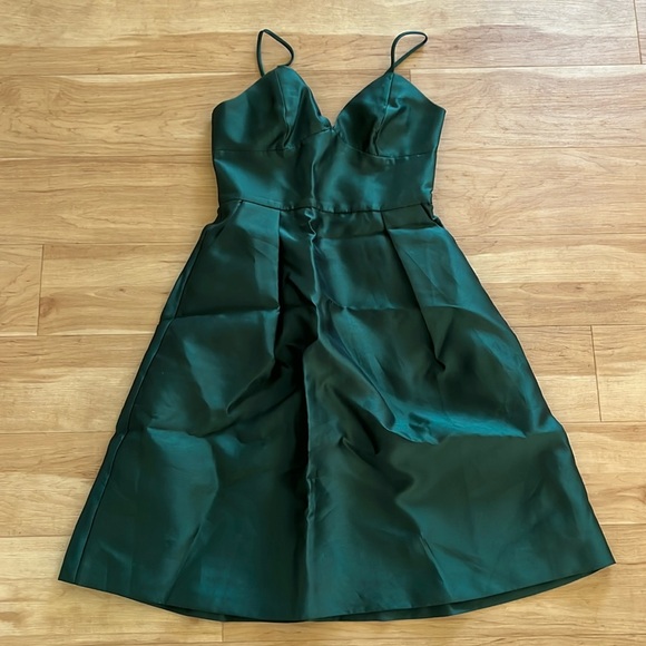 summer wedding guest dress green Hutch Strapless Pleated Mini Dress (Bright Green) – HimandHerBoutique main image 1